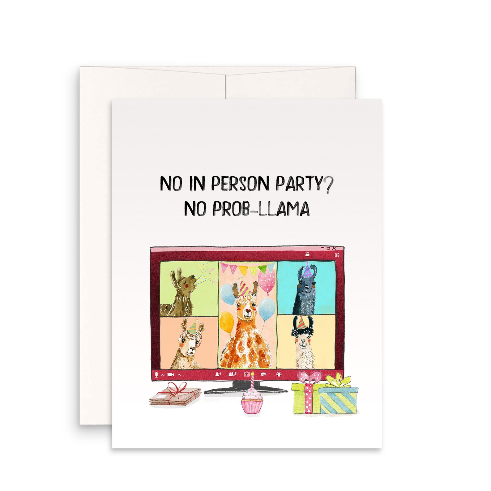 Quarantine Birthday Card Funny Llamas Zoom Virtual