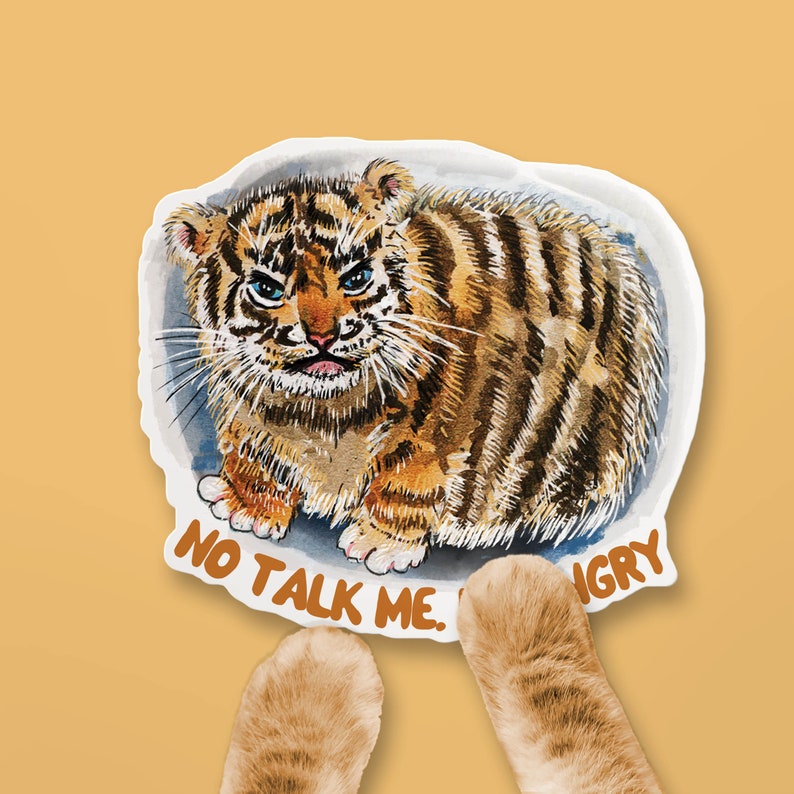 Angry Baby Tiger Sticker No Talk Me Angry Meme Sticker Waterproof Vinyl Sticker For Waterbottle Liyana Studio image 5