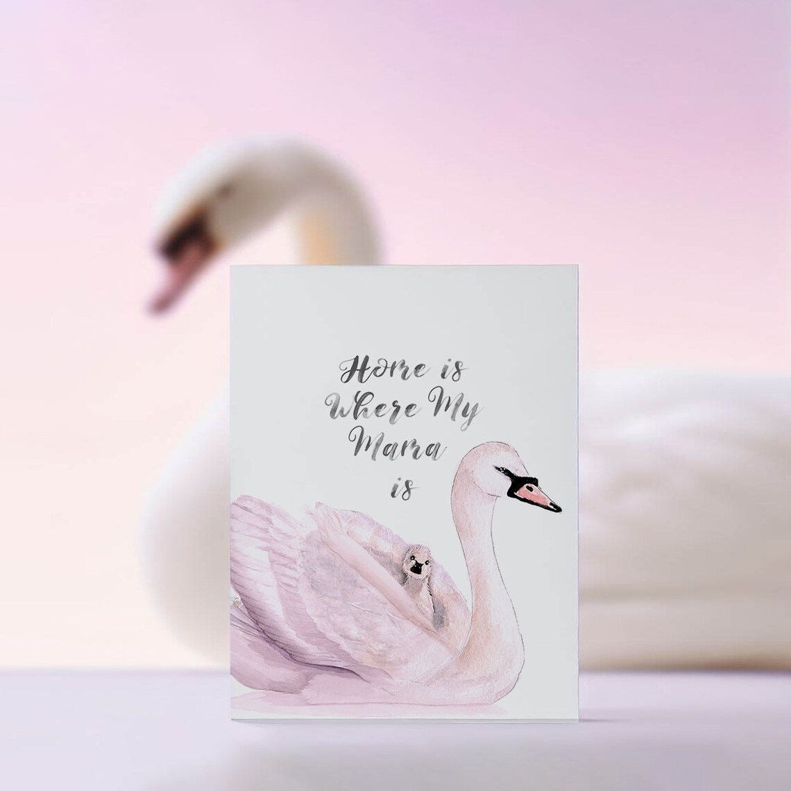 Swan Mom and Baby Mother's Day Card Funny - Home is Where Mom is ...