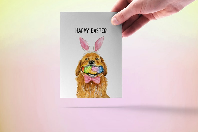 Golden Retriever Dog Funny Easter Cards For Kids Watercolor Egg Easter Gifts For Granddaughter image 10