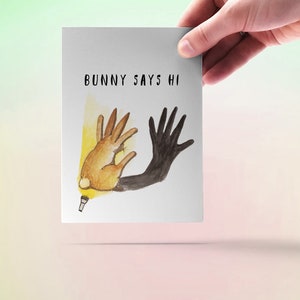 Rabbit Friendship Cards Shadow Puppet Bunny Says Hi Funny Easter Card Pack image 4