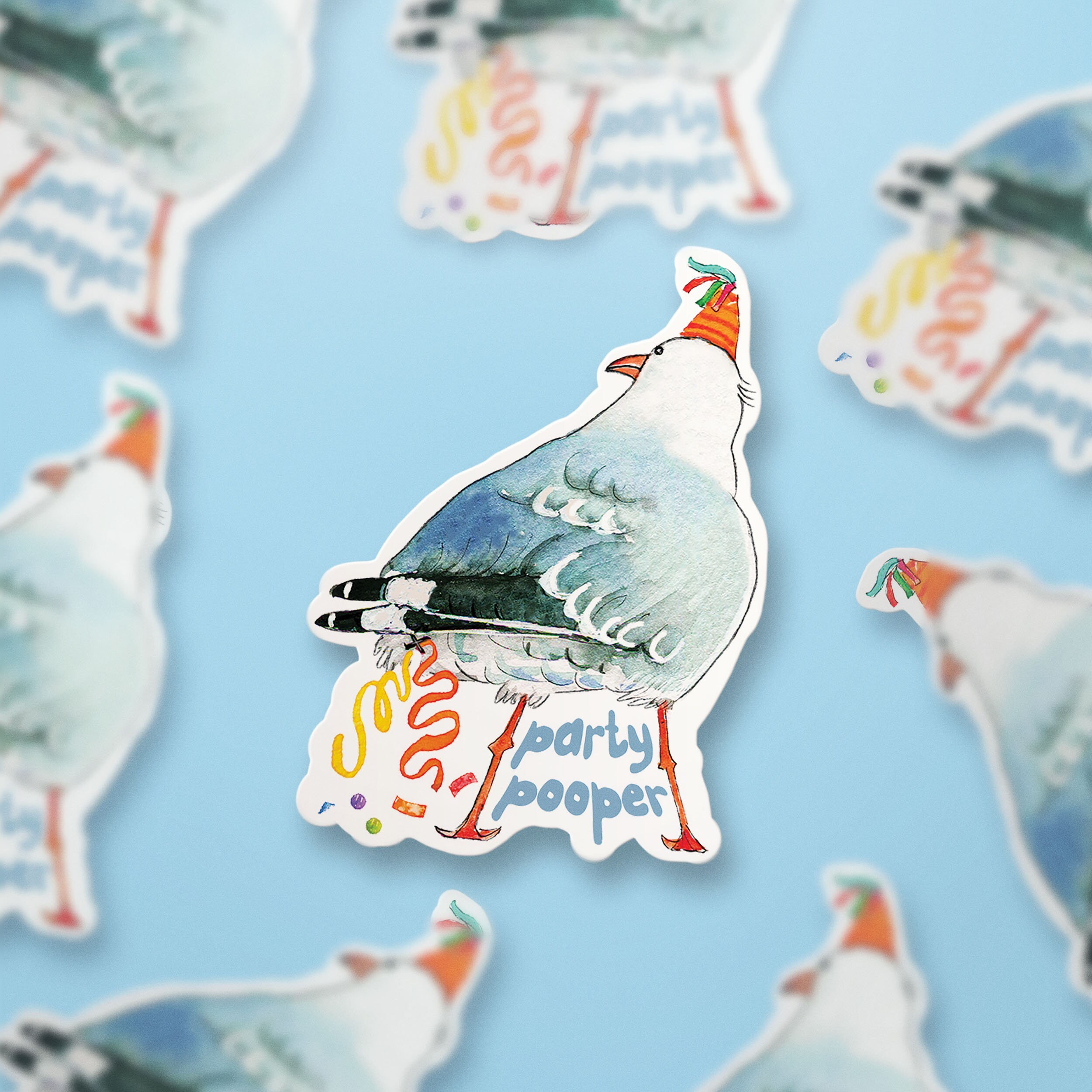 Party Pooper Seagull Poop Sticker for Friend - Summer Beach Bird Snarky ...