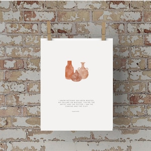Canvas + Clay Print Digital Download Isaiah 64:8 Faith based prints Christian wall art Potter&#39;s Hands Print Jesus Prints Scripture Artwork