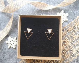 Geometric, modern marble earrings. 2 in 1