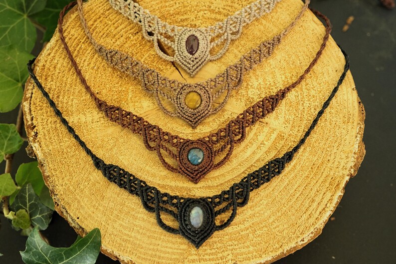 Makramee Edelstein Choker personalisierbar – Mondstein, Labradorit, Amethyst – Boho Halskette image 15