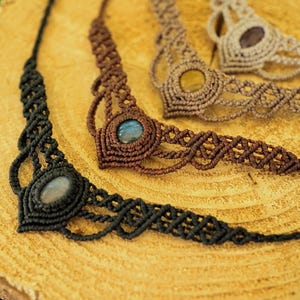 Makramee Edelstein Choker personalisierbar – Mondstein, Labradorit, Amethyst – Boho Halskette image 11