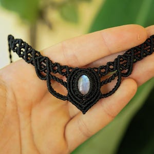 Makramee Edelstein Choker personalisierbar – Mondstein, Labradorit, Amethyst – Boho Halskette image 4