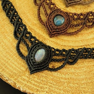 Makramee Edelstein Choker personalisierbar – Mondstein, Labradorit, Amethyst – Boho Halskette image 16