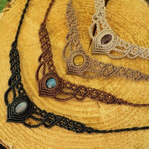 Makramee Edelstein Choker personalisierbar – Mondstein, Labradorit, Amethyst – Boho Halskette image 14
