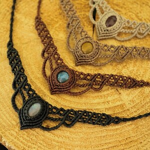 Makramee Edelstein Choker personalisierbar – Mondstein, Labradorit, Amethyst – Boho Halskette image 12