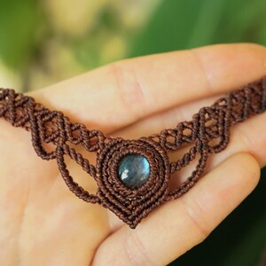 Makramee Edelstein Choker personalisierbar – Mondstein, Labradorit, Amethyst – Boho Halskette image 5