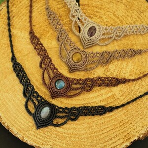 Makramee Edelstein Choker personalisierbar – Mondstein, Labradorit, Amethyst – Boho Halskette image 9