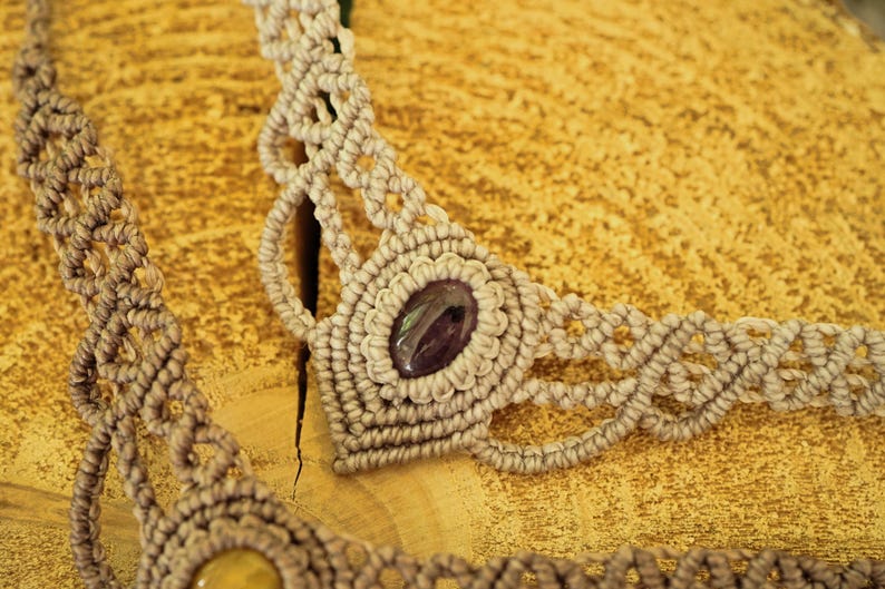 Makramee Edelstein Choker personalisierbar – Mondstein, Labradorit, Amethyst – Boho Halskette image 19