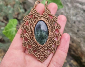 Seraphinit Edelstein Makramee Halskette Amulett Talisman