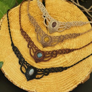 Makramee Edelstein Choker personalisierbar – Mondstein, Labradorit, Amethyst – Boho Halskette image 8