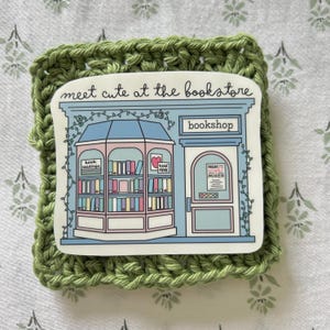 Meet Cute at the BookStore Bookish - 3 Inch Water Proof Vinyl Sticker - Great for Laptops, Water bottles, Journals, E-Readers and more