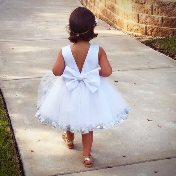 etsy white flower girl dress