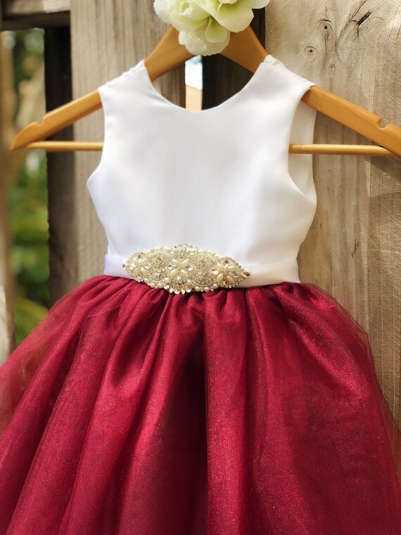 flower girl dresses burgundy sash