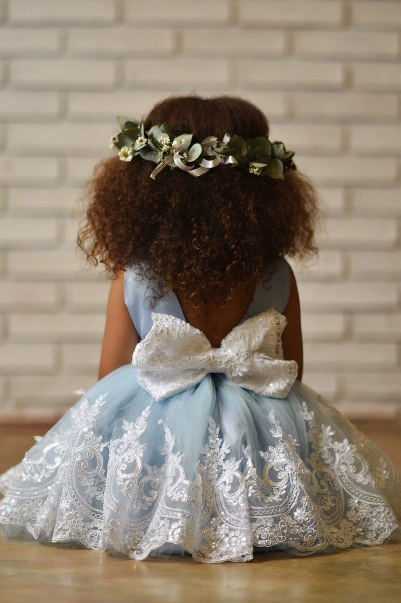 Blue Flower Girl Dress Baby Blue Birthday Gir Dresses with Etsy