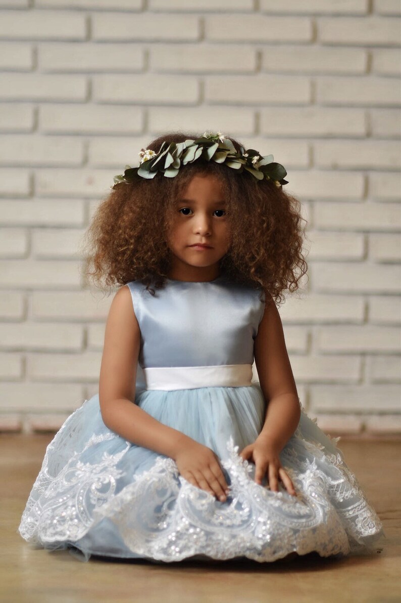 Blue Flower Girl Dress Baby Blue Birthday Gir Dresses with Etsy