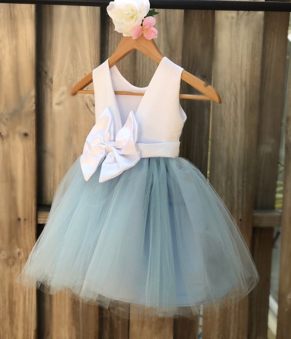 flower girl dress dusty blue