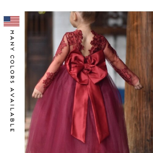 Burgundy Flower Girl Dress Tulle Flower Girl Dresses Custom Etsy UK