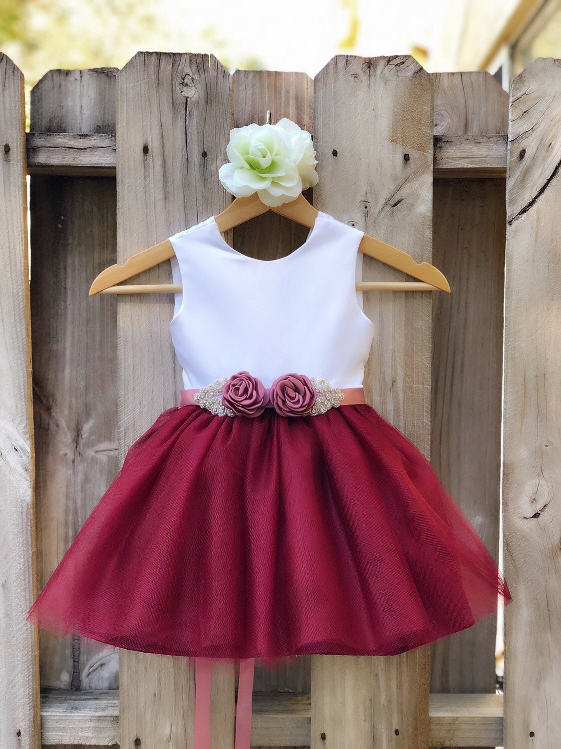 Flower Girl Dress With Rhinestone Flower Sash. Custom and Plus | Etsy