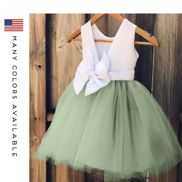 Flower Girl Dresses, Elegant Bridal Satin and Tulle Flower Girl Dress for Flower Girls, Custom Dress, Plus + Sizes Available.