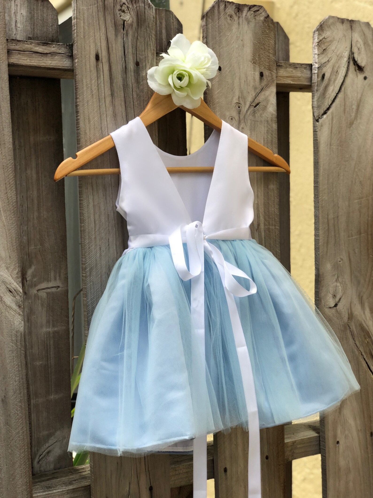 Sky Blue Flower Girl Dress with Rhinestone Flower Sash Baby | Etsy