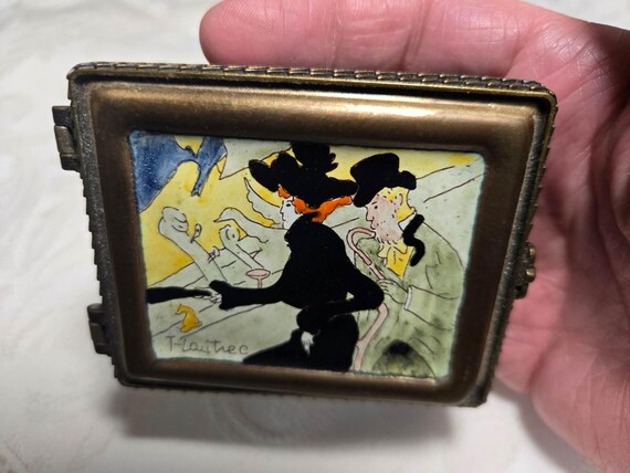 Vtg. Kevin Chen Henri de Toulouse Lautrec enamel box w/coa.