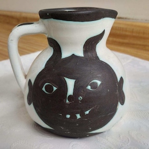 Pablo Picasso? Madoura ceramic pitcher &#39;Tetes&#39; Rami&#39;e&#39; 367 pitcher.