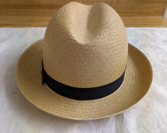 Vtg. Christy's London men's panama straw hat, England. 6 7/8" size.