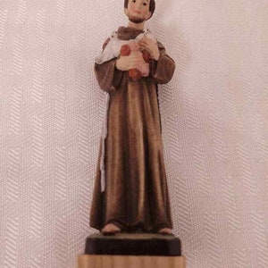 Rico monk miniature hand painted wood carving on base.