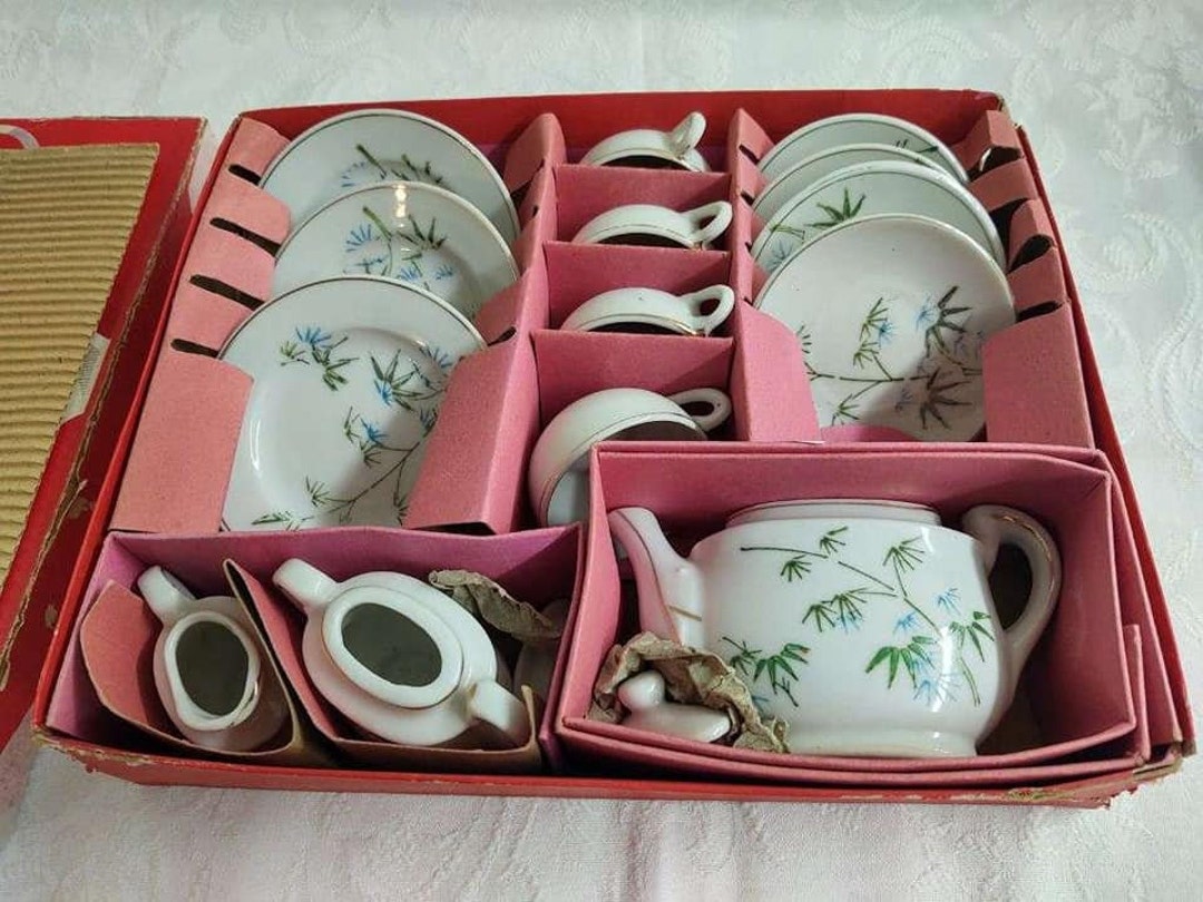 Vtg. China Toy Tea Set, Bamboo Pattern, Japan. Etsy