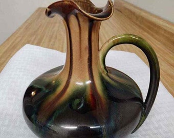 Vintage Belgium pottery Faiencerie Thulin vase with handle.