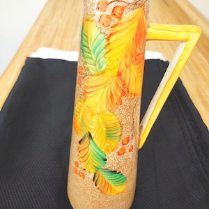 Vintage Royal England hand painted pitcher; leaves/berries.