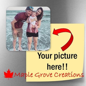 Gepersonaliseerde magneet - 2,25" vierkant - jouw foto op je magneet!! Verkrijgbaar in aluminium, plastic of hout