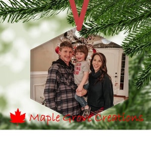 Personalized Acrylic Ornament - 3" X 3" Hexagon - Your Image - Customized - Christmas Ornament - Keepsake