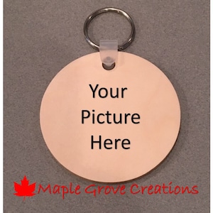 Round Keychain With Your Picture - 2.5&quot; Diameter - 2.5 Round Natural Wood Key Tag