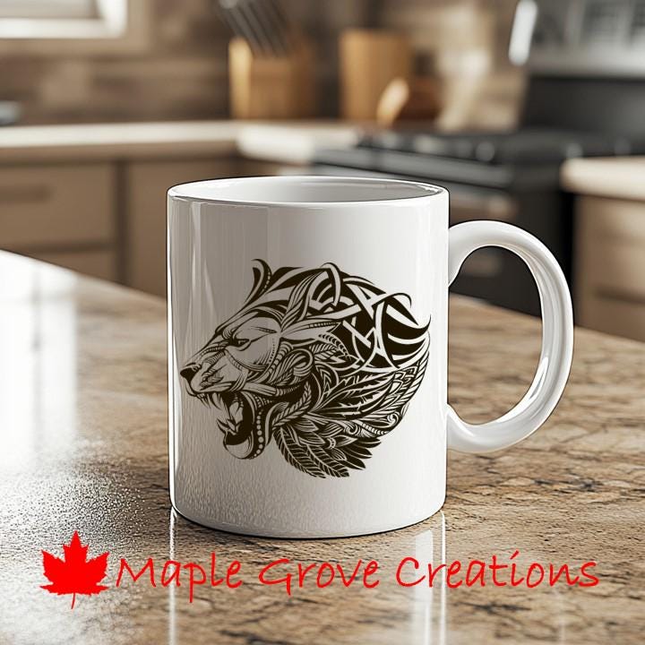 ゼンタングルマンダラライオンヘッドマグ - 11オンスコーヒーマグ