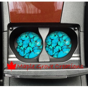Aqua Stone Design Car Coasters - Set of 2 - 2.56&quot; Coasters - Custom Car Coasters - Sandstone, Hardboard or Rubber