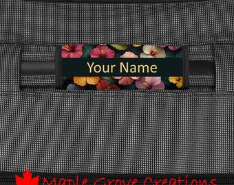 Personalized Hibiscus Luggage Handle Spotter - Handle Bag Wrap - Custom Bag Spotter - ID Handle - Luggage Identification