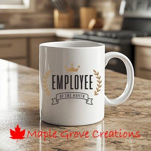 Taza de café finalista del Empleado del mes - Taza de café de 11 oz - Disponible en cerámica o plástico