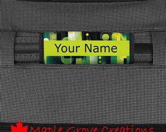 Personalized Green Abstract Luggage Handle Spotter - Handle Bag Wrap - Custom Bag Spotter - ID Handle - Luggage Identification
