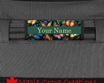 Personalized Butterfly Luggage Handle Spotter - Handle Bag Wrap - Custom Bag Spotter - ID Handle - Luggage Identification