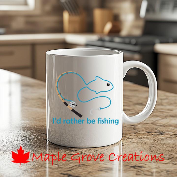I’d Rather Be Fishing Ceramic Mug – 11oz Comfort-Grip Coffee Cup, Sporty Gift For Anglers & Outdoor Lovers, Vibrant Print