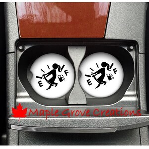 Mom Life - Out Of Gas Car Coasters - Set of 2 - 2.56&quot; Coasters - Custom Car Coasters - Available in Sandstone, Hardboard or Rubber
