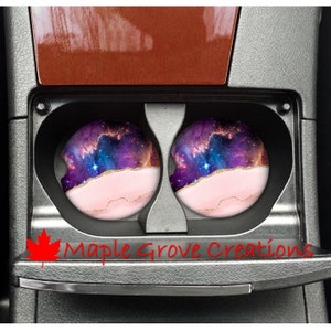Pink Cosmic Galaxy Car Coasters - Set of 2 - 2.56&quot; Coasters - Car Coasters - Available in Sandstone, Hardboard or Rubber