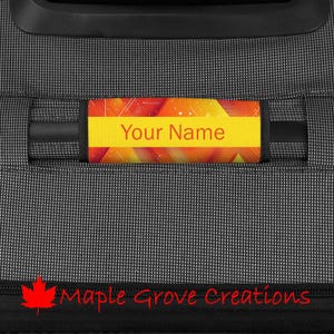 Personalized Orange Abstract Luggage Handle Spotter - Handle Bag Wrap - Custom Bag Spotter - ID Handle - Luggage Identification