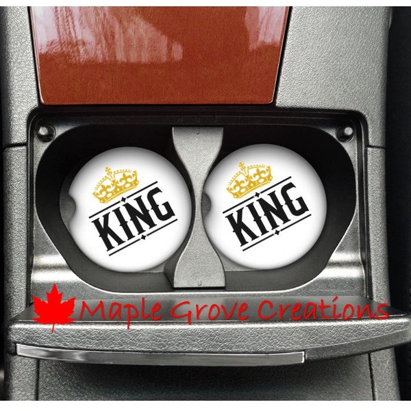 Set of 2 King Car Coasters - 2.56" Coasters - Custom Car Coasters - Available in Sandstone, Hardboard or Rubber